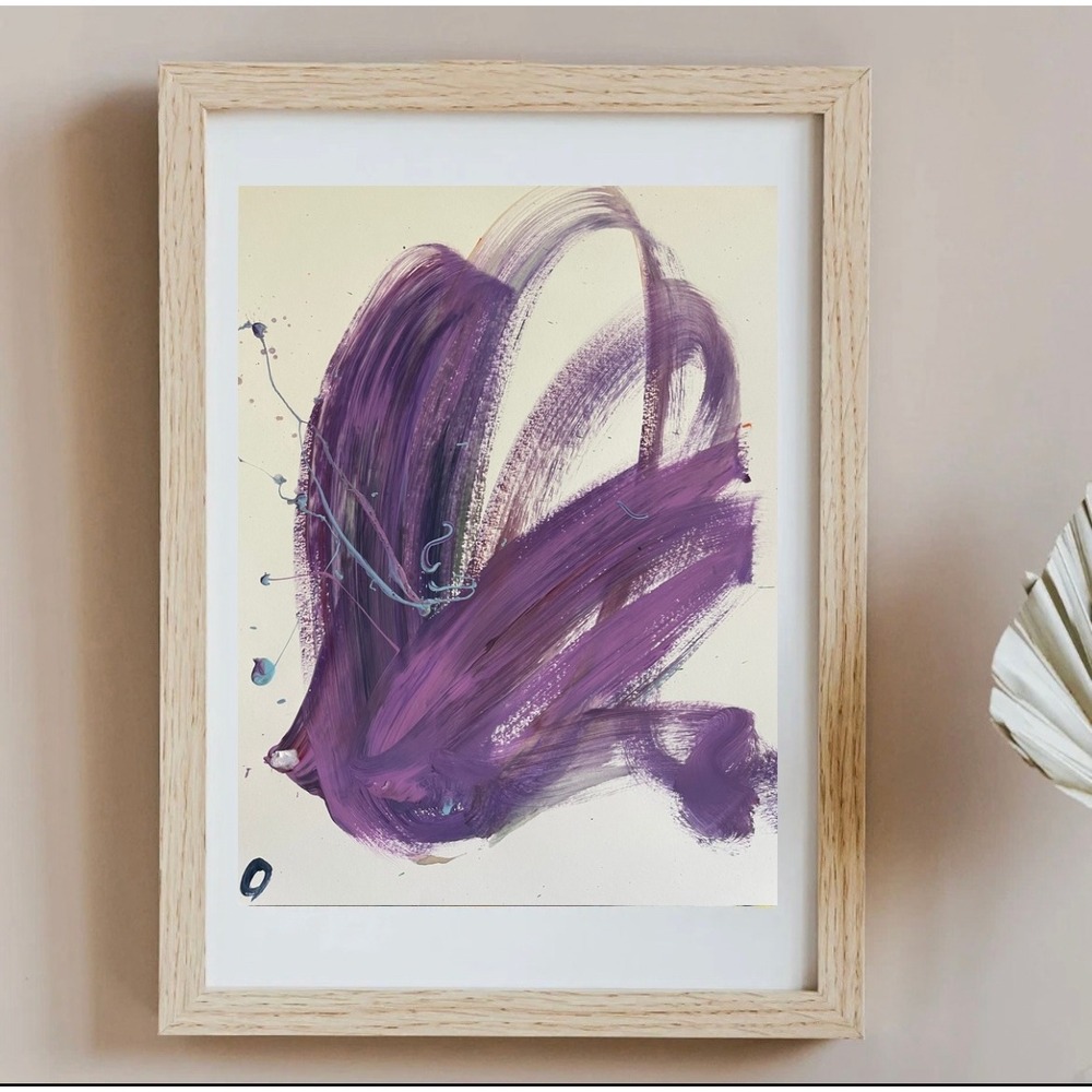 OMAN Original Abstract Painting Purple Violet Expressionist Art 11x14 Paper